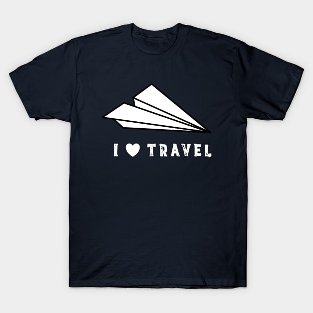 Adventure Paper Plane I Love Travelling T-Shirt by happinessinatee